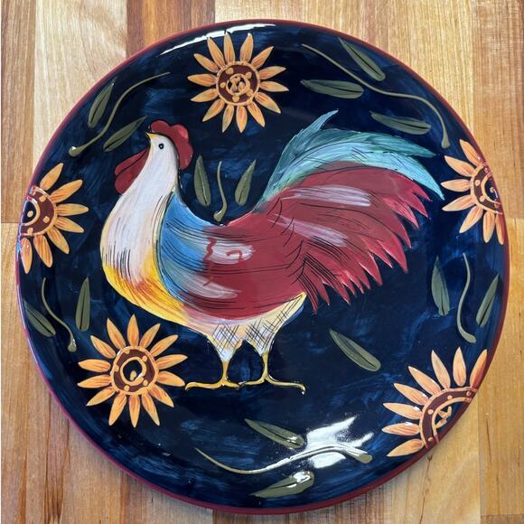 Susan Winget Set of 4 Sunrise Rooster with Sunflowers Salad Plates 8.5” - Picture 3 of 7